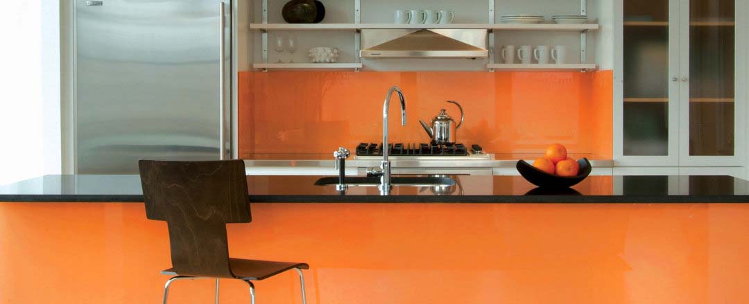 Kitchen Glass Backsplash Tangerine Banner Bendheim