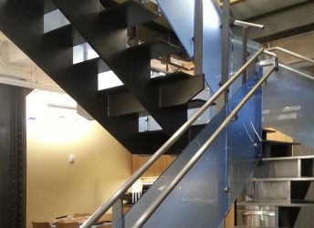 IATSE Union HQ | Colored Glass Stair Railings