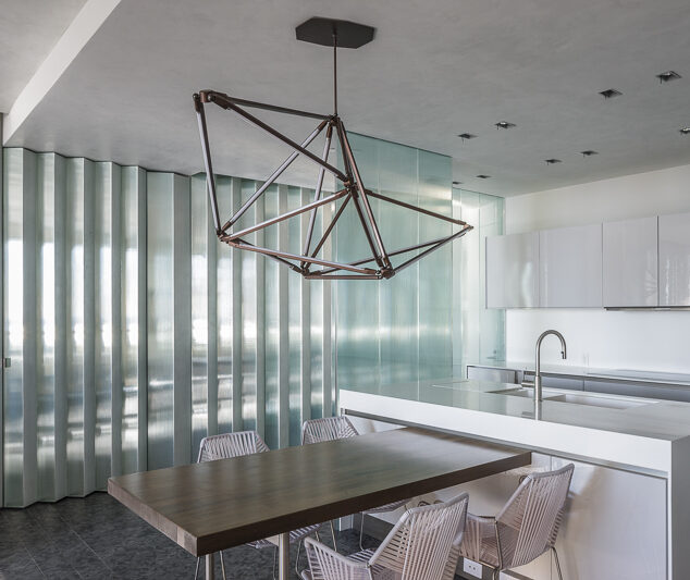 Private Residence | Luminous Fluted Glass Walls in Kitchen