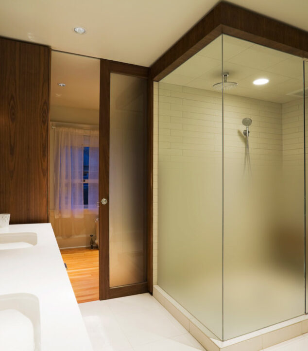 "Low-Iron Fade®" Gradient Etched Glass Shower Doors