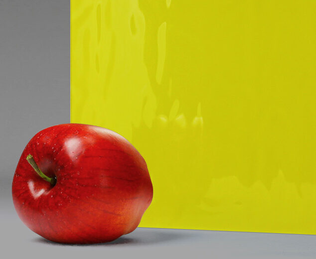 "Buttercup Wave” Textured Back-Painted Glass