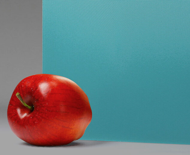 "Peacock Blue Solar" Textured Back-Painted Glass