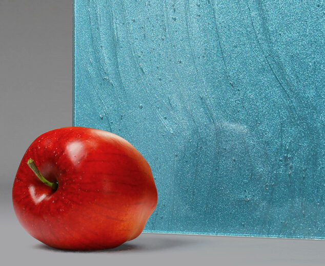 "Teal Metallic Ice" Textured Back-Painted Glass