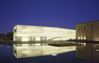 Channel glass at night at the Nelson-Atkins Museum of Art