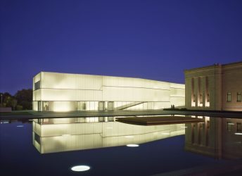 Channel glass at night at the Nelson-Atkins Museum of Art