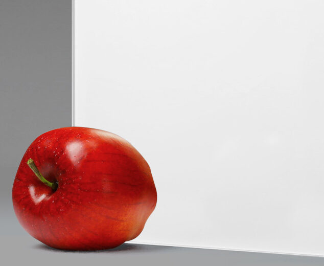 "Brilliant White" Soft-Etched Back-Painted Glass