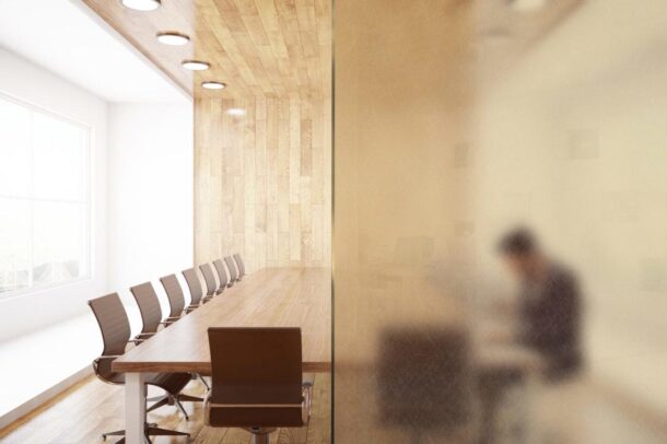 Pale Bronze Brushed Fiber Acoustic Laminated Glass | Bendheim Architectural Glass