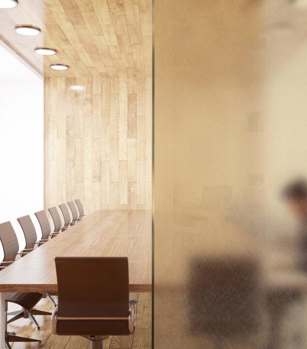 Pale Bronze Brushed Fiber Acoustic Laminated Glass | Bendheim Architectural Glass