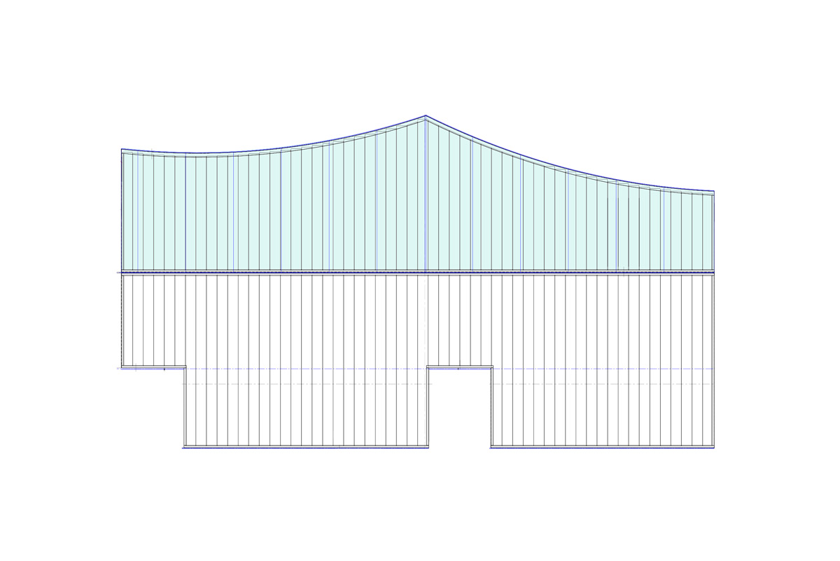 channel glass helix curve - elevation view