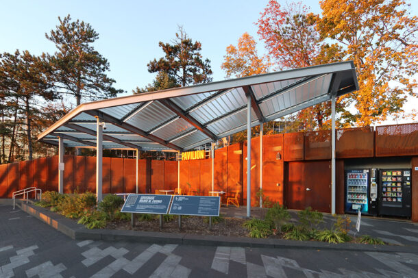 channel glass canopy pavilion bendheim