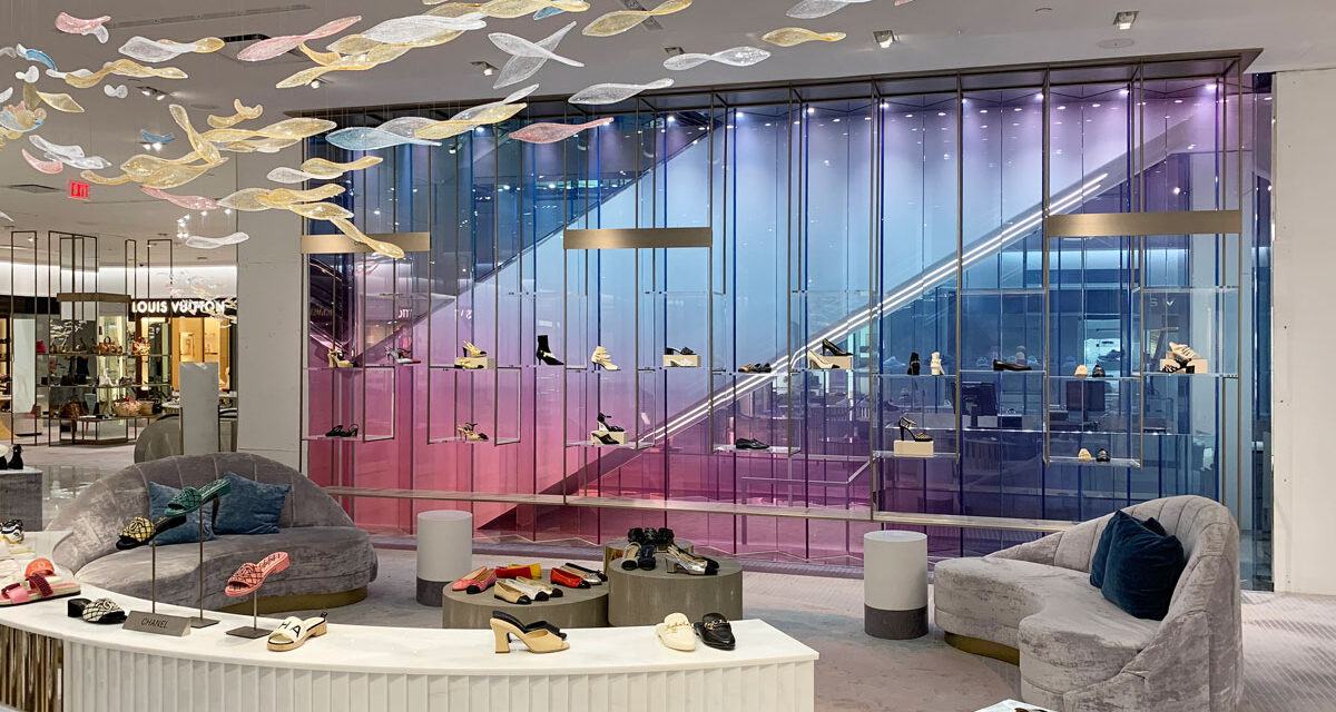 Colorful gradient glass on the first floor of Saks Fifth Avenue Bal Harbour