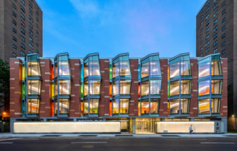 Cooke School & Institute at night | Bendheim channel glass