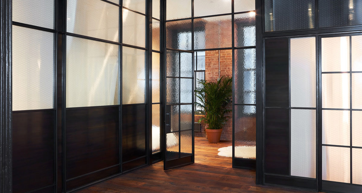 Bond Street Loft bathroom doors with Bendheim glass