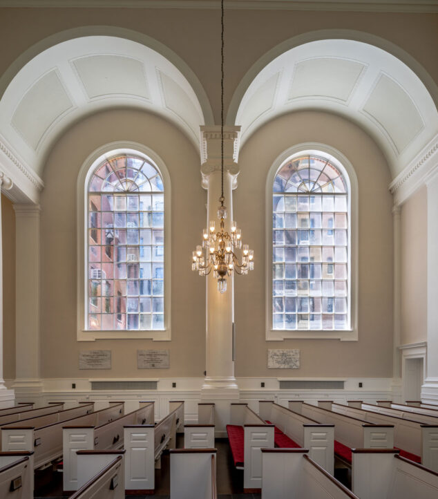 Windows of the All Souls NYC Unitarian Church comprising of Bendheim's Lambert's mouth-blown glass
