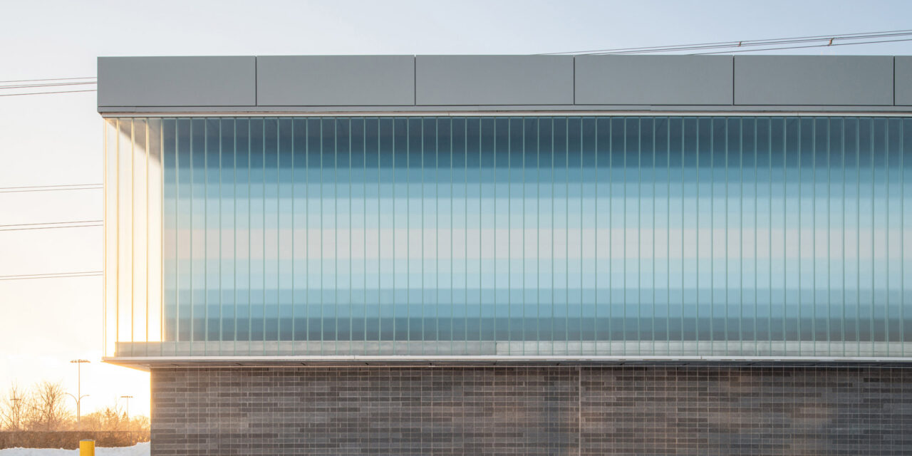 Channel glass facade on the water treatment facility.