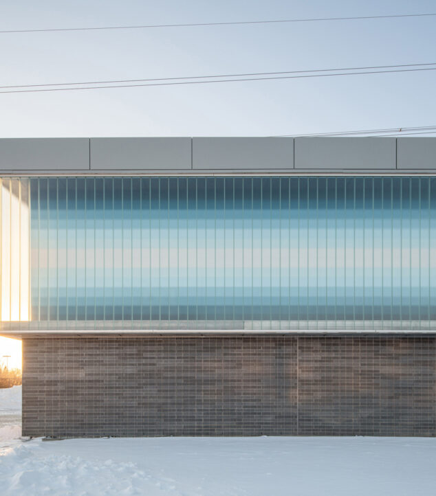 Channel glass facade on the water treatment facility.