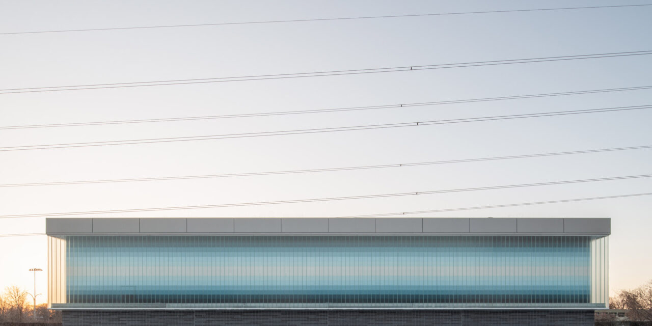 Channel glass facade on the water treatment facility.