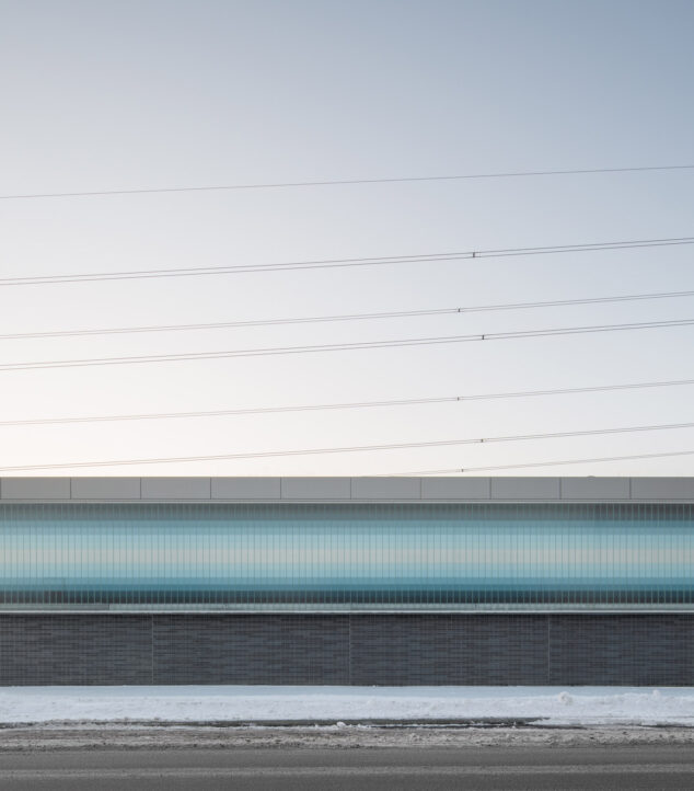 Channel glass facade on the water treatment facility.