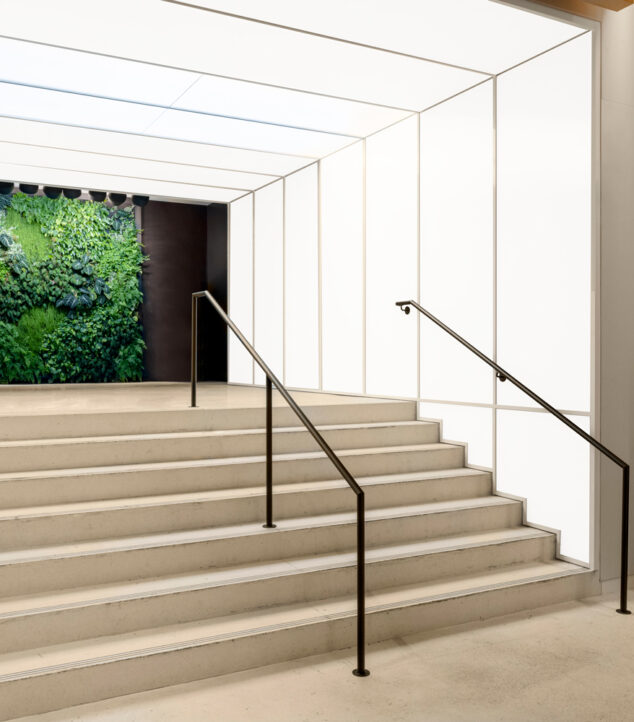 TurnKey Fusion Light Wall creating back-lit walls in a lobby.
