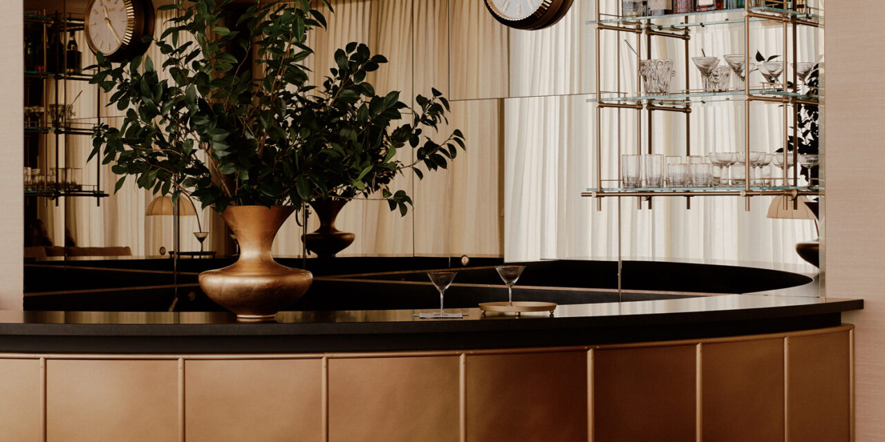 Bendheim bronze mirror behind the lounge bar.