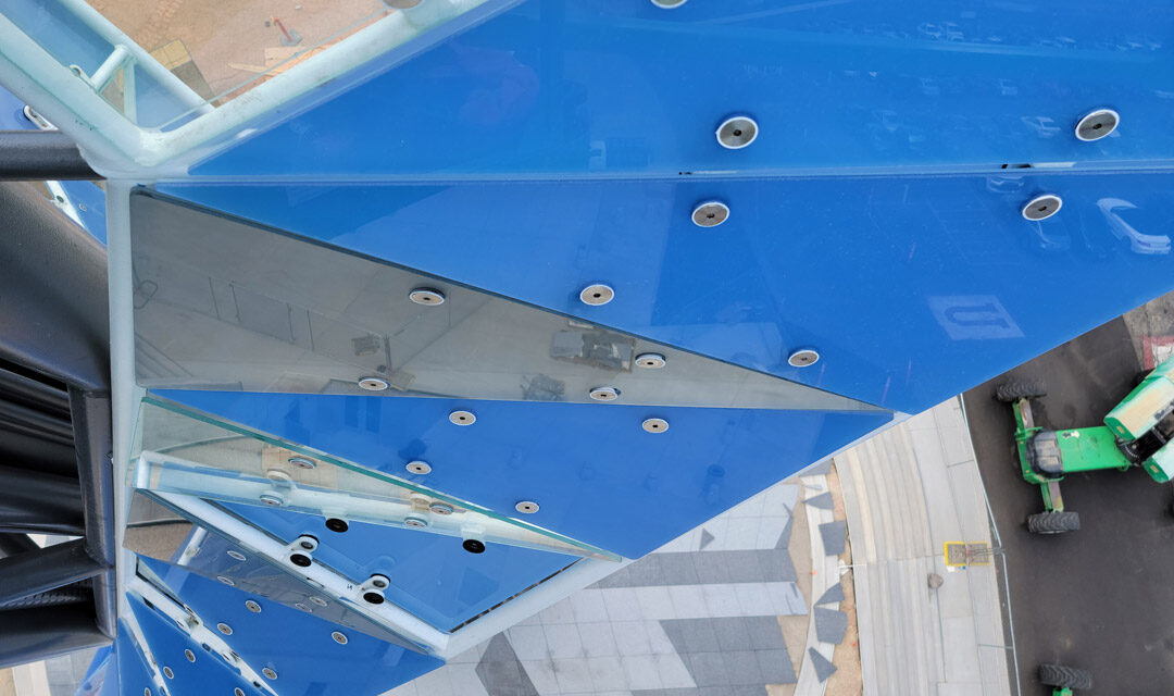 Olympic Cauldron glass close up.