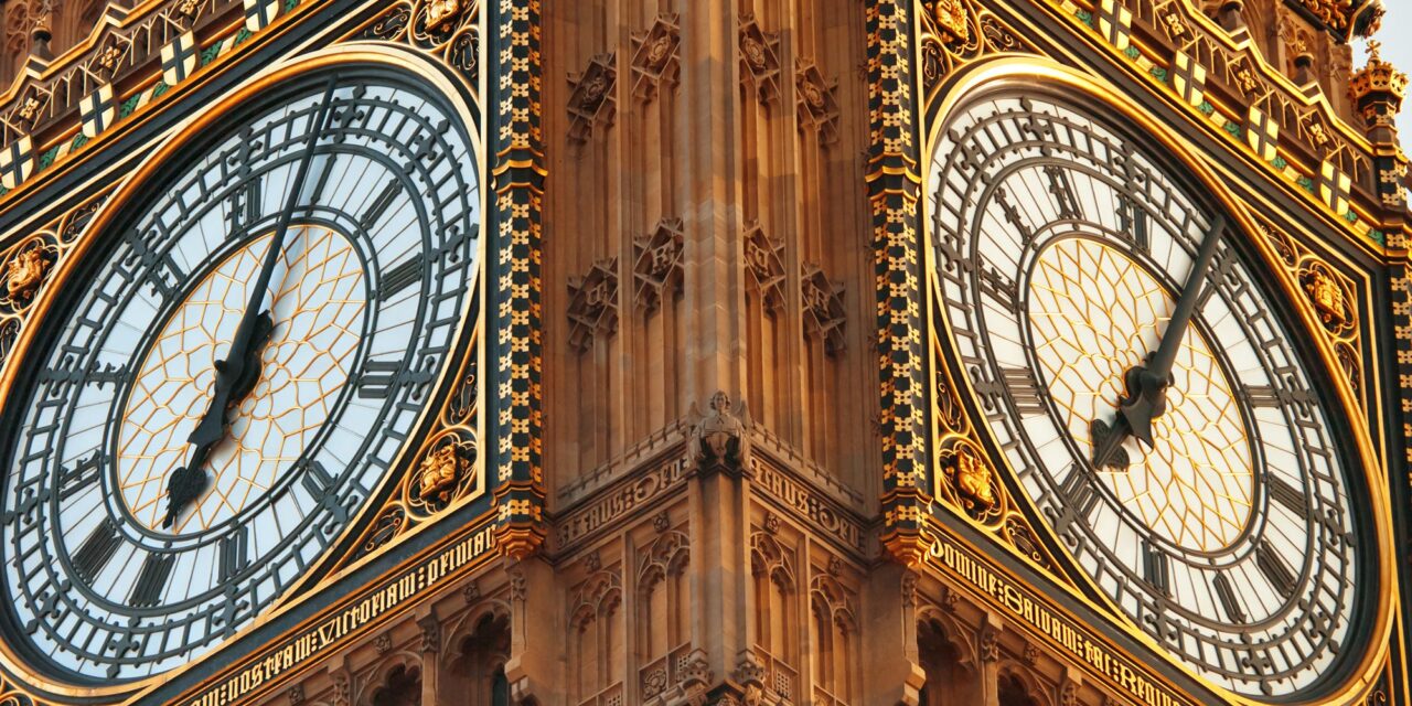 Lamberts stained glass in the clock face of Big Ben.