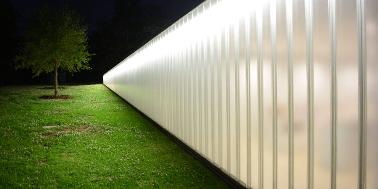Channel glass walls at the Magnolia Mound Visitor Center.
