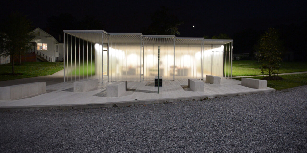 Channel glass walls at the Magnolia Mound Visitor Center.