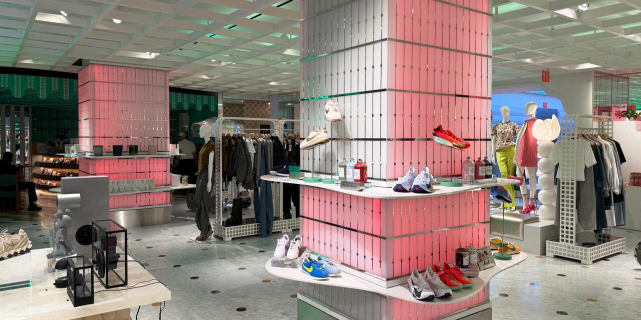 Bendheim glass in their TurnKey cladding system, covering columns in a store.