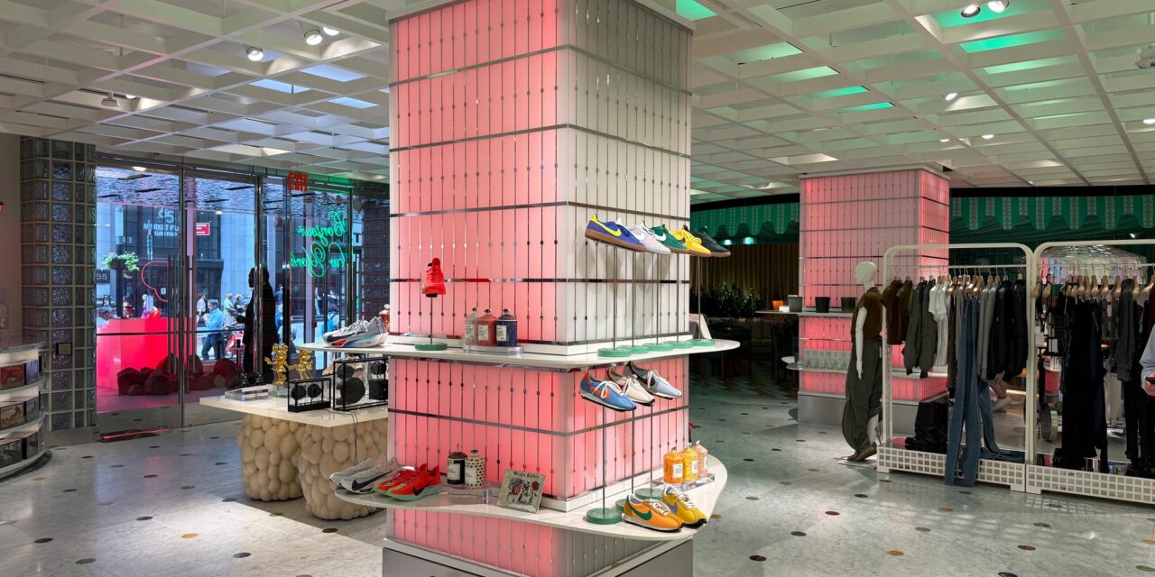 Bendheim glass in their TurnKey cladding system, covering columns in a store.