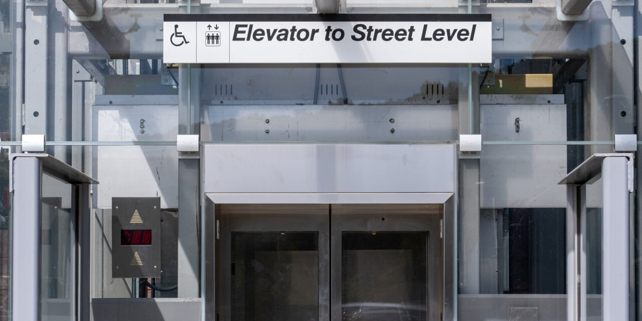 Elevator shaft enclosed by Bendheim's glass rainscreen system.