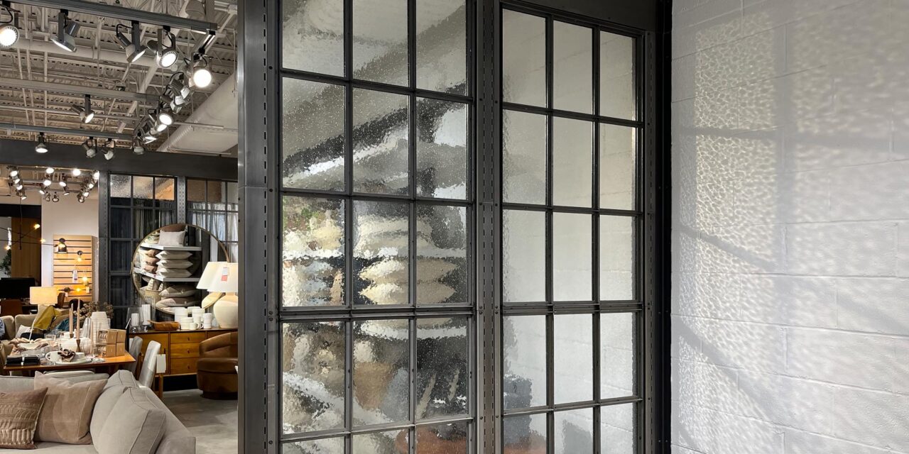 Seeded glass by Bendheim in a partition wall.