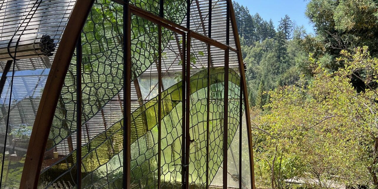 Greenhouse with walls made of Bendheim's Lamberts mouth-blown glass.